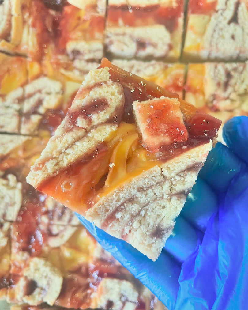 Jam Roly & Custard Blondie